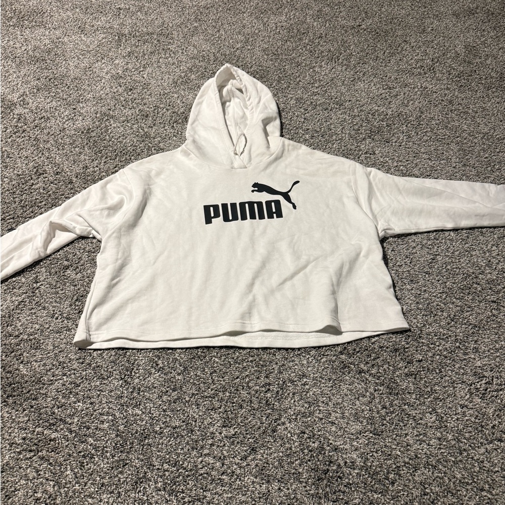 Puma White Hoodie with Black Logo